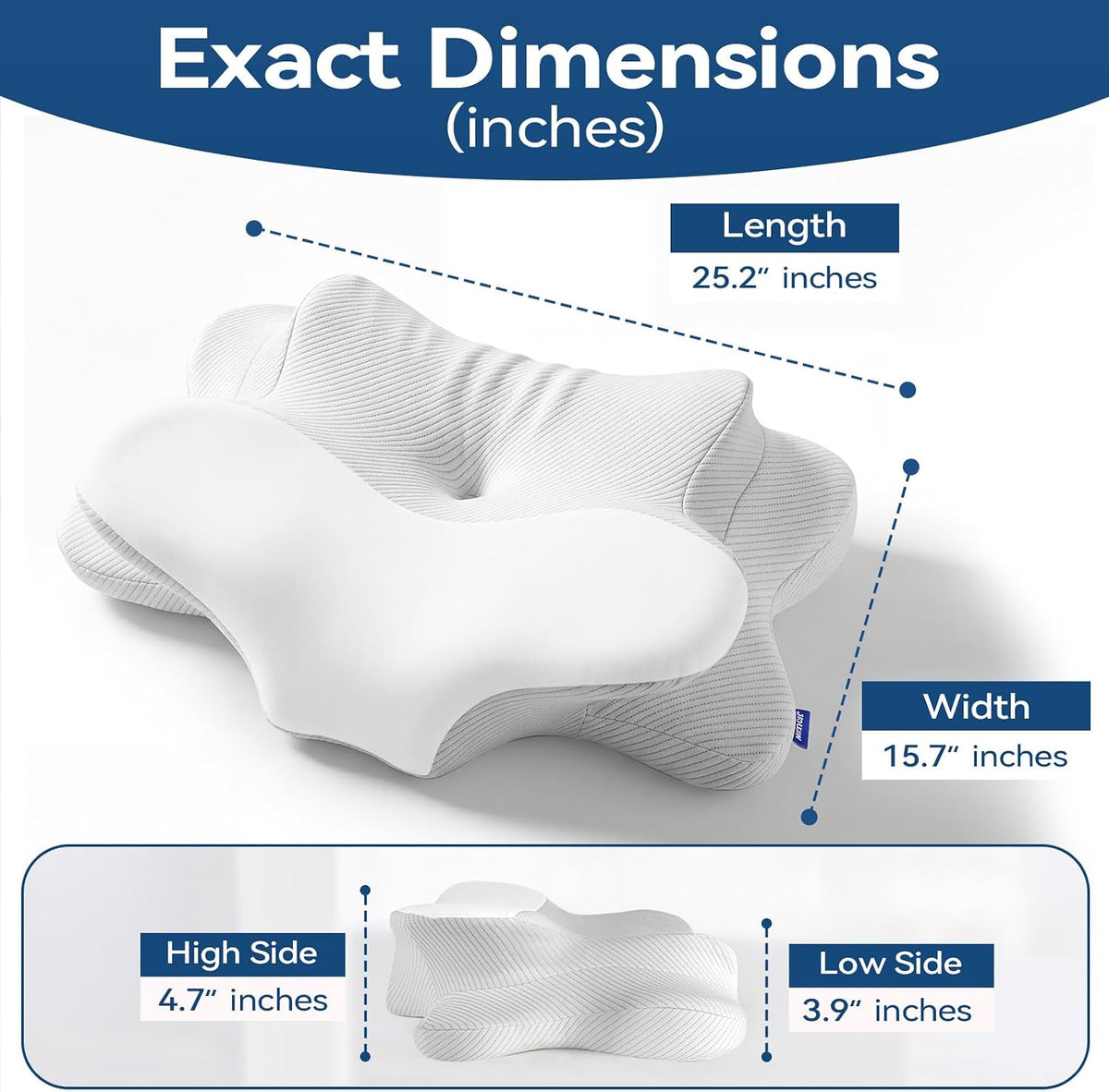 Cervical Neck Pillow - Memory Foam Pillow for Pain Relief Sleeping, Ergonomic Neck Support Contour Pillows for Side Back Stomach Sleepers,Orthopedic Breathable Pillowcase (Ivory)