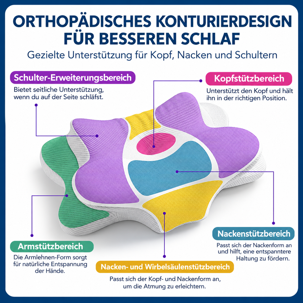 Nekova – Ergonomisches Nackenstützkissen aus Memory-Schaum | Konturiertes Design für Seiten-, Rücken- & Bauchschläfer | Atmungsaktiver Bezug